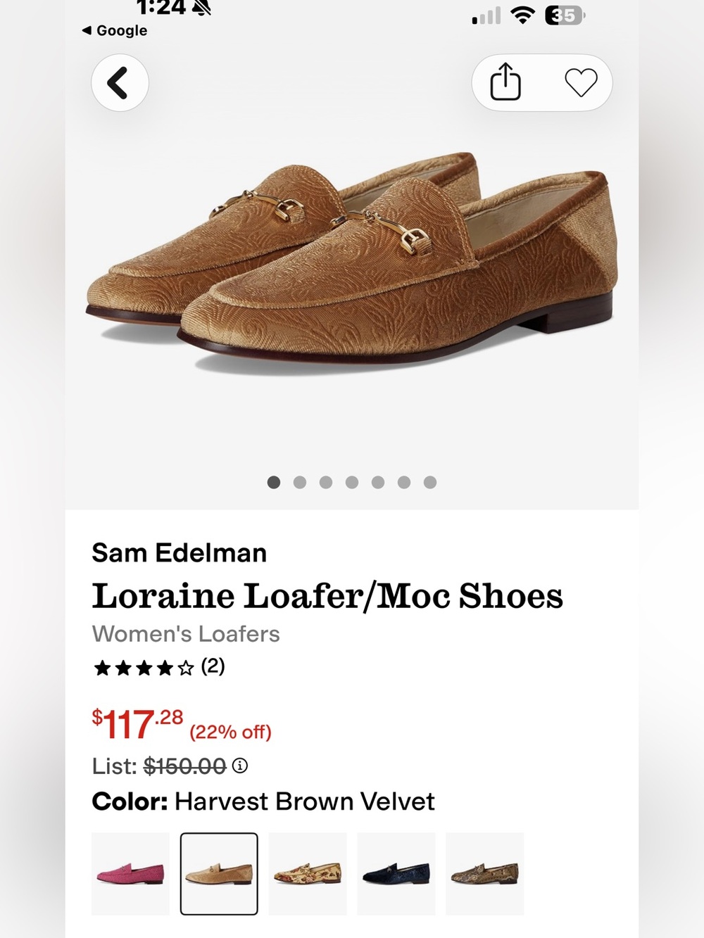 Sam Edelman Brown Velvet Bit Loafers